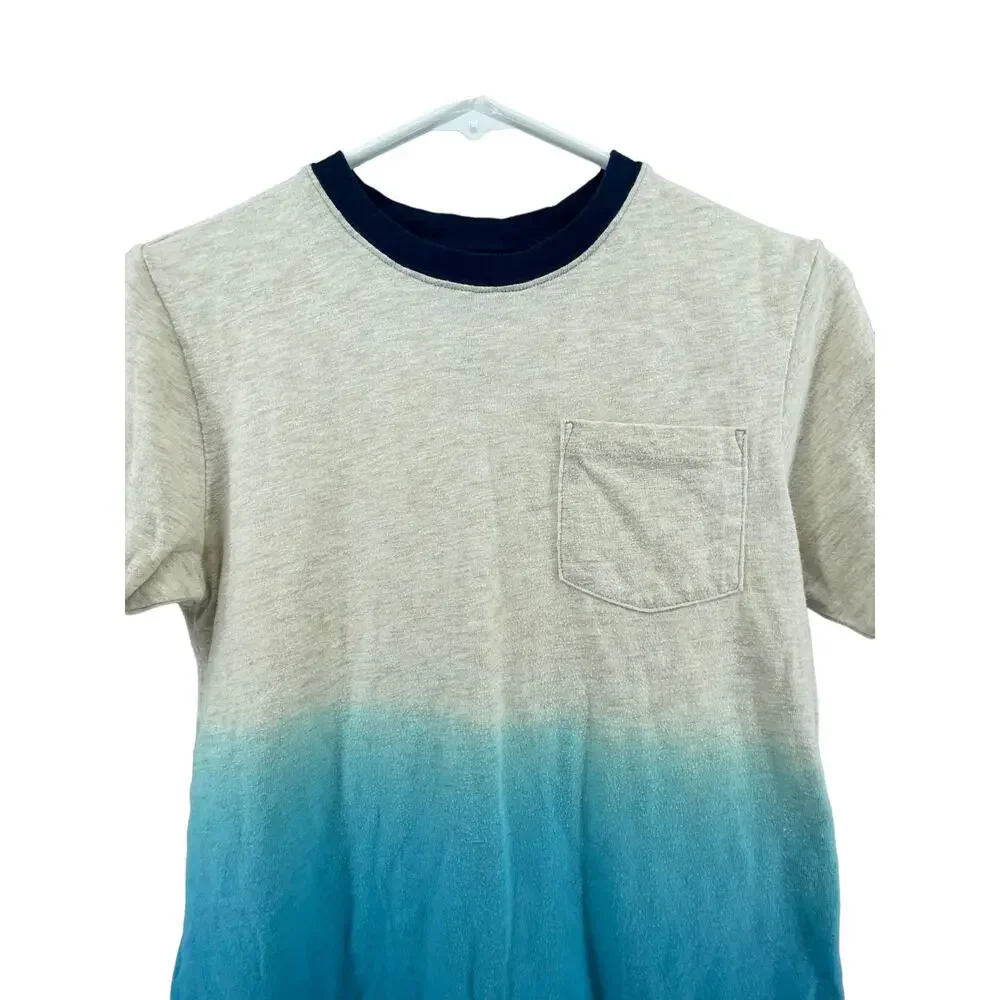 Wonder Nation Boys Gray Blue Dip Ombre Dye T-Shirt Youth Size Large 10-12